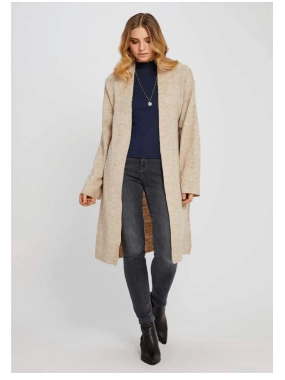Gentle Fawn Open-Front Longline Cardigan in Cream-Tan